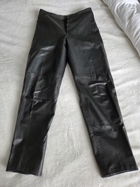 Women's Straight-Leg Faux Leather Pants - Black